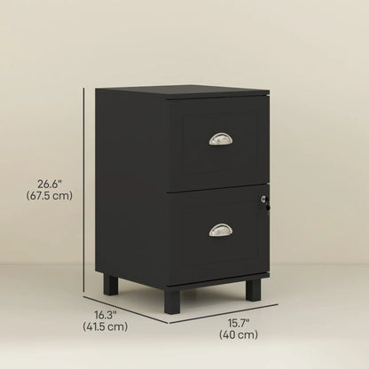 2-Drawer Small Filing Cabinet, Lockable, Adjustable Hanging Bars, Black Office Cabinets & Cupboards at Gallery Canada