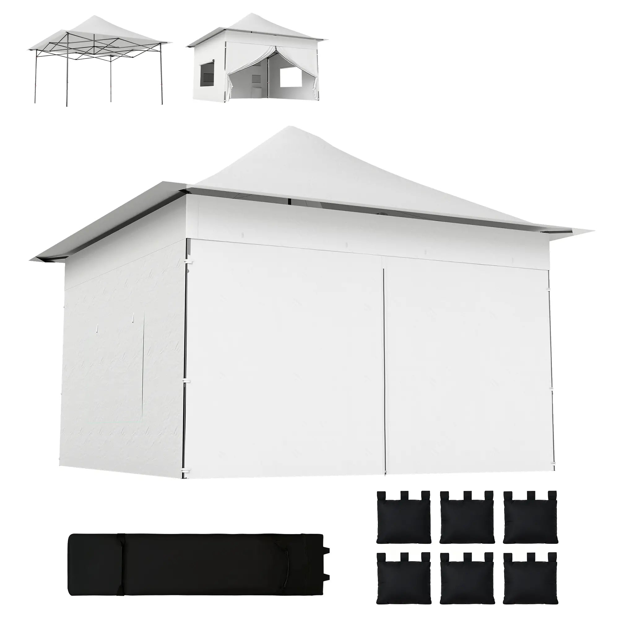 12 x 12 ft Pop Up Canopy Tent, UPF50+ 420D Outdoor Shelter, Silver Pop Up Canopies Silver, Black at Gallery Canada
