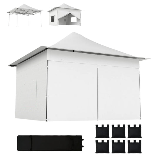 12 x 12 ft Pop Up Canopy Tent, UPF50+ 420D Outdoor Shelter, Silver Pop Up Canopies Silver, Black at Gallery Canada
