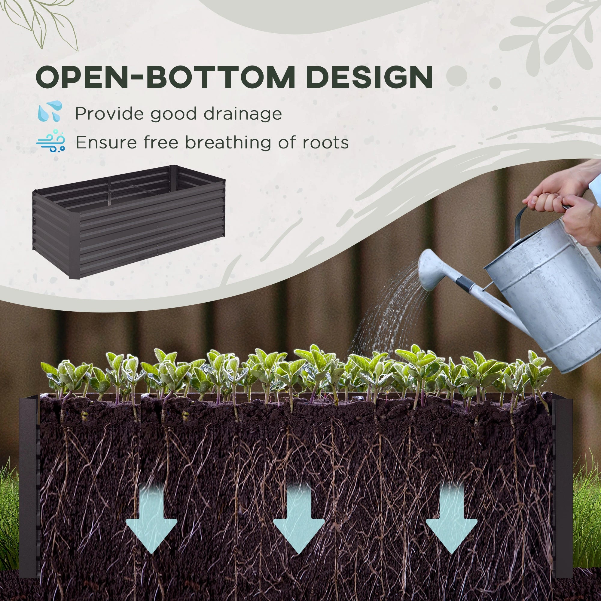 Galvanized Raised Garden Bed, Steel Outdoor Planter, 71