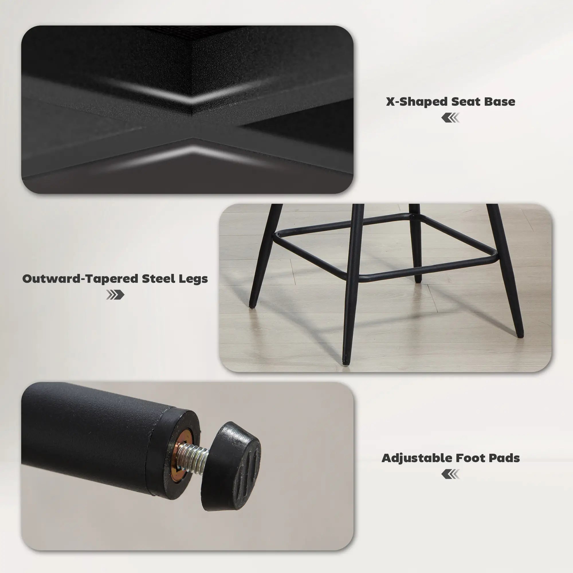 26 Inch Counter Height Barstools Set of 2, Upholstered Swivel, Cream White Bar Stools at Gallery Canada