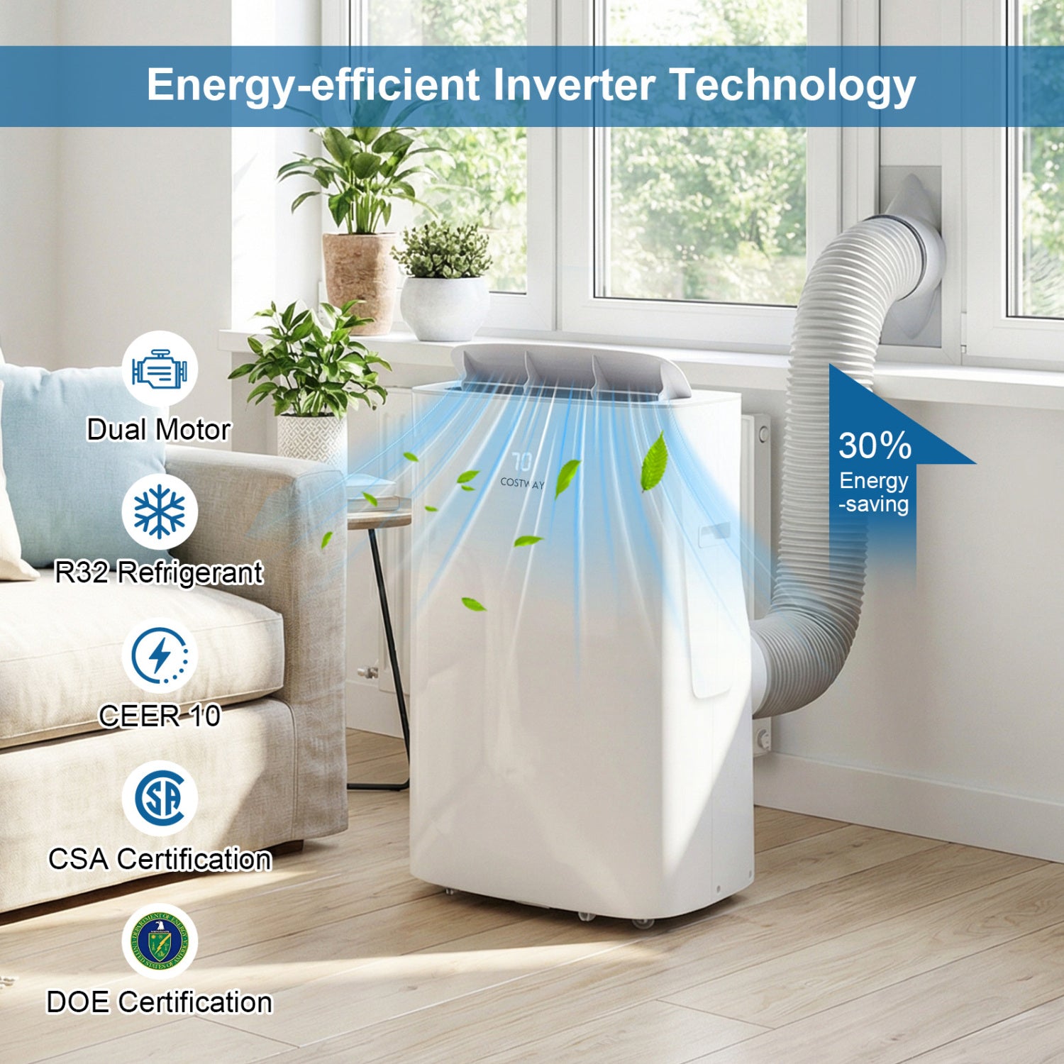 15000 BTU Inverter Portable AC, WiFi, Cool & Heat, White Portable Air Conditioners at Gallery Canada