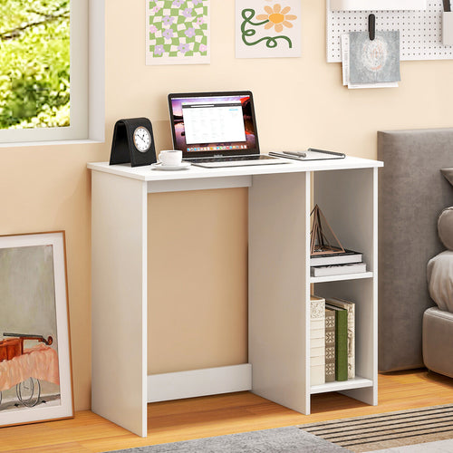 31.5 Inch  Modern Home Office Desk with 2 Compartments, White