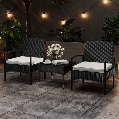 3-Piece Patio Furniture Set Rattan Bistro Chairs with Table, Beige Patio Conversation Sets at Gallery Canada