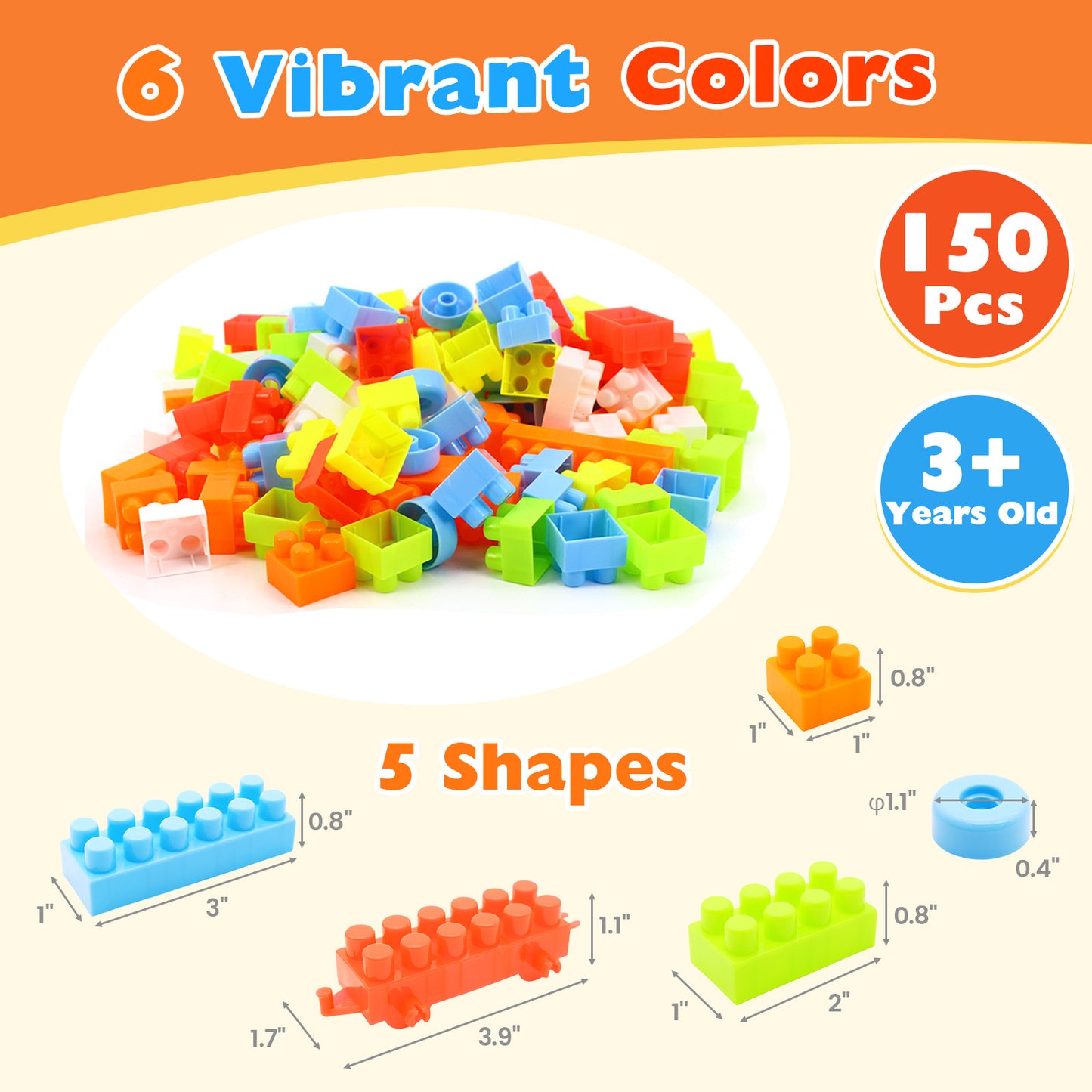 150 Pcs Toddler Building Blocks Toy STEM Montessori Early Learning Toys for 3+ year old Learning Toys at Gallery Canada