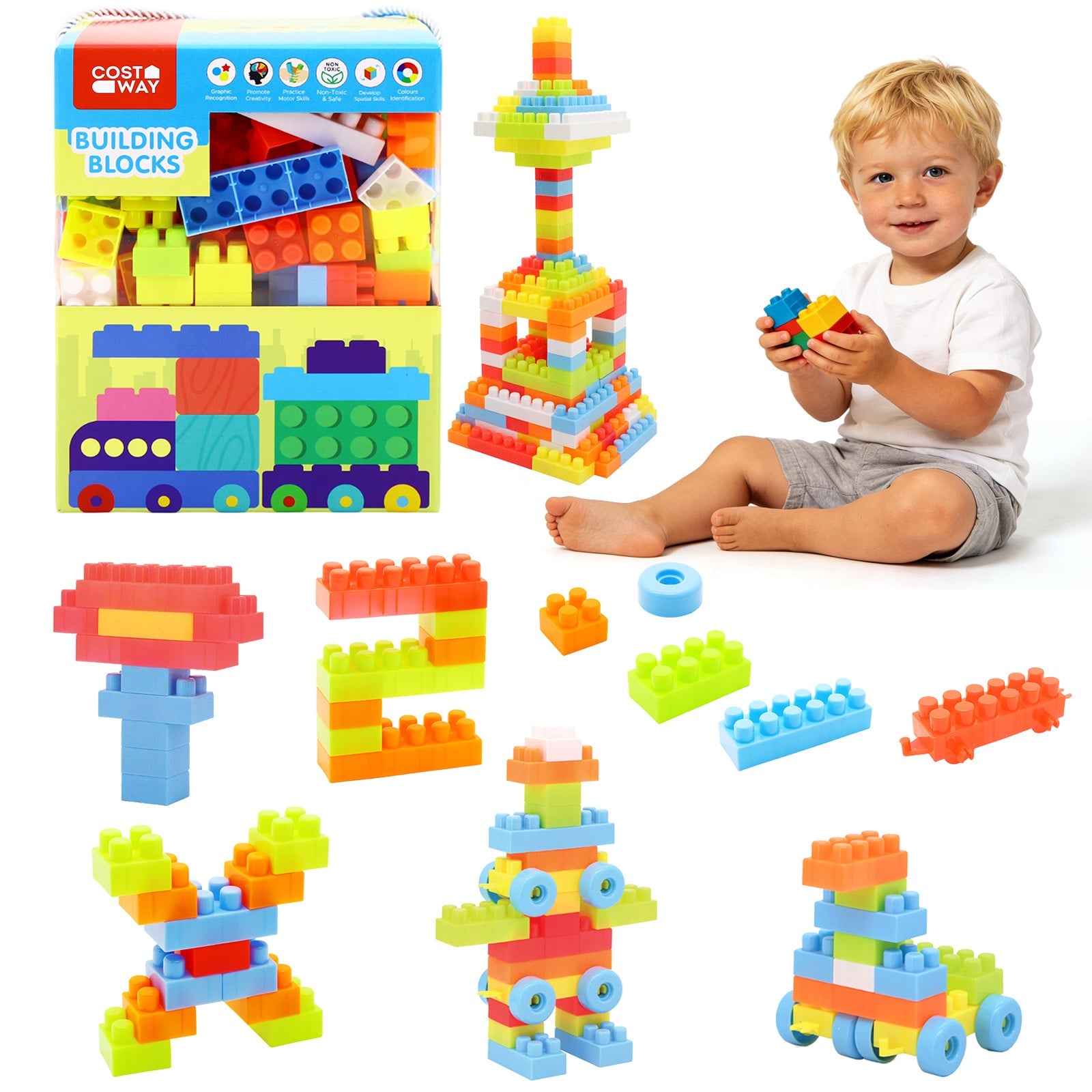 150 Pcs Toddler Building Blocks Toy STEM Montessori Early Learning Toys for 3+ year old Learning Toys Options at Gallery Canada