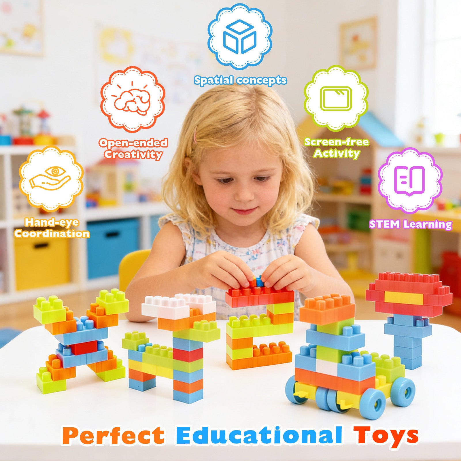 150 Pcs Toddler Building Blocks Toy STEM Montessori Early Learning Toys for 3+ year old Learning Toys at Gallery Canada