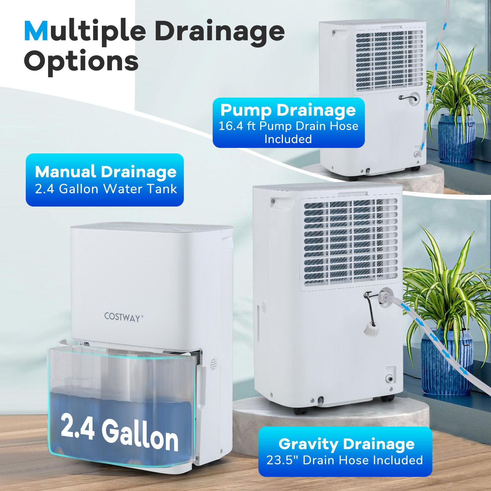 150 Pints Dehumidifier with 24H Timer and LED Display, White Dehumidifiers at Gallery Canada