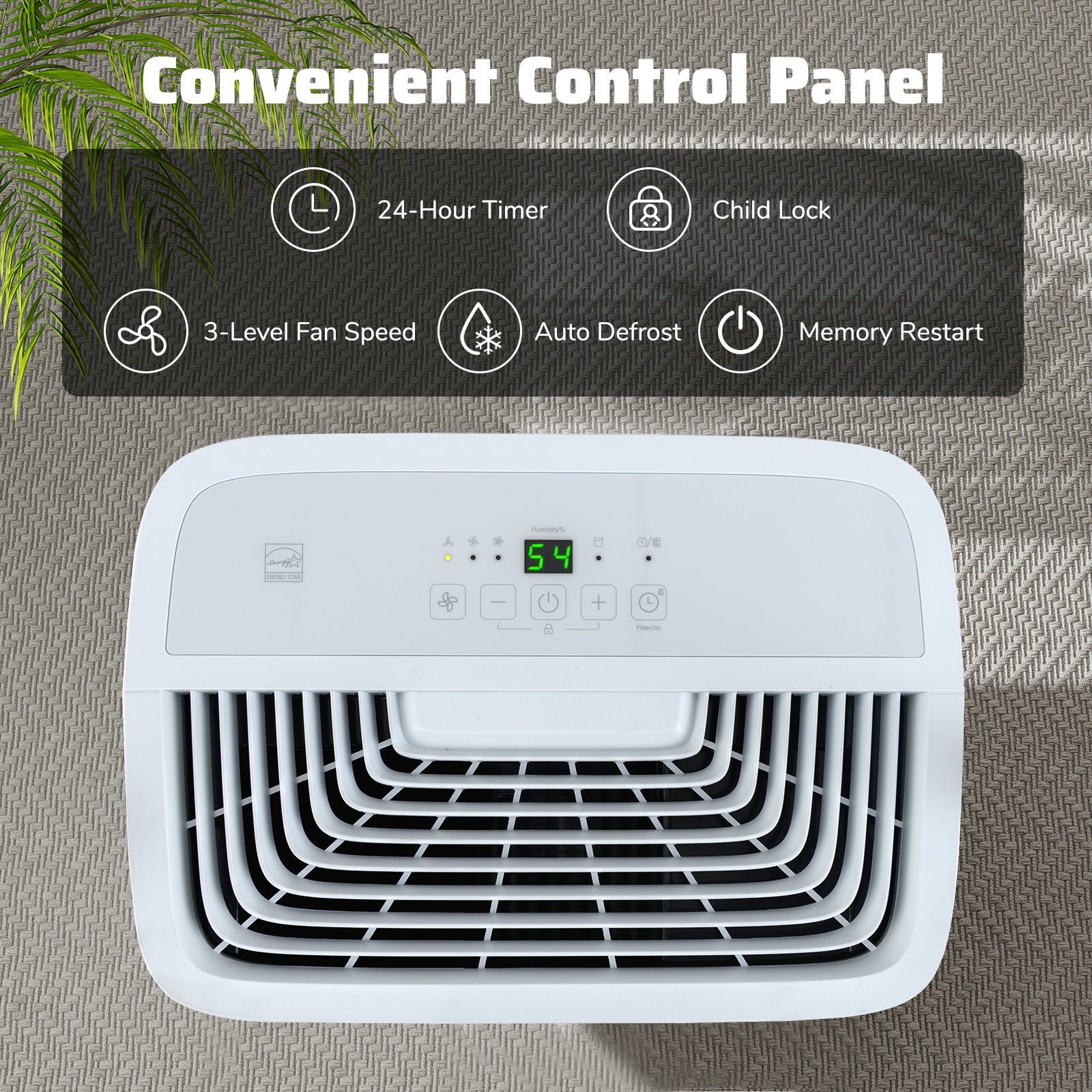 150 Pints Dehumidifier with 24H Timer and LED Display, White Dehumidifiers at Gallery Canada