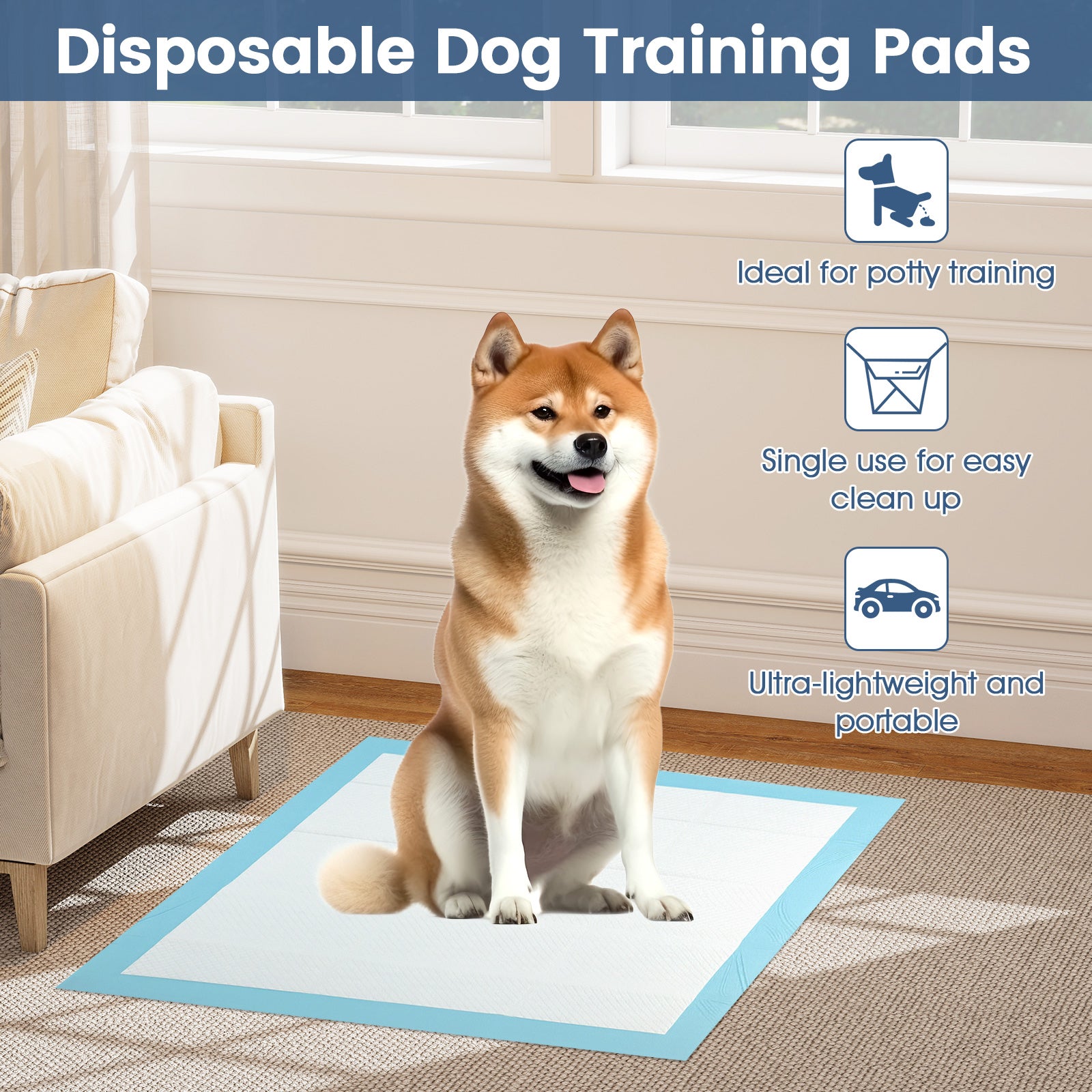 30 x 30 Inch Pet Pee Pad, 150 Pieces, Light Blue Dog Supplies at Gallery Canada