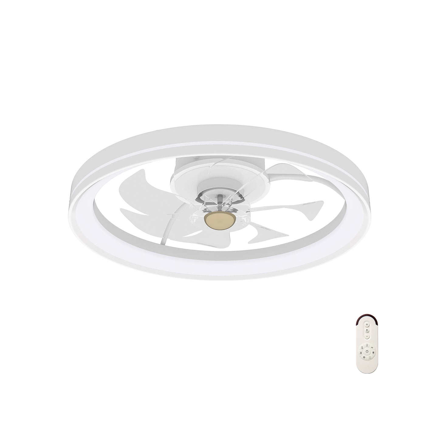 19 Inch Flush Mount Ceiling Fan, 3000-6500K Dimmable LED, White Ceiling Fans White at Gallery Canada