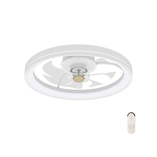 19 Inch Ceiling Fan Low Profile Flush Mount Fan with 3000-6500K Dimmable LED, White Ceiling Fans White at Gallery Canada