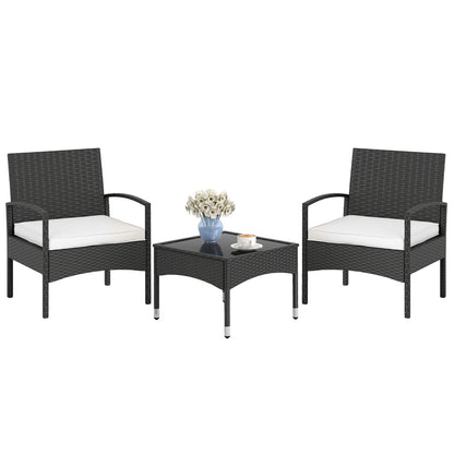 3-Piece Patio Furniture Set Rattan Bistro Chairs with Table, Beige Patio Conversation Sets at Gallery Canada