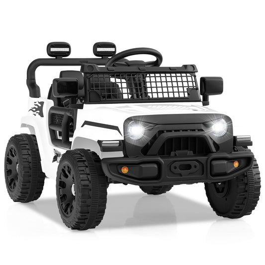Kids Ride On Truck, 12V Battery Powered Electric Vehicle, White Powered Ride On Toys White at Gallery Canada