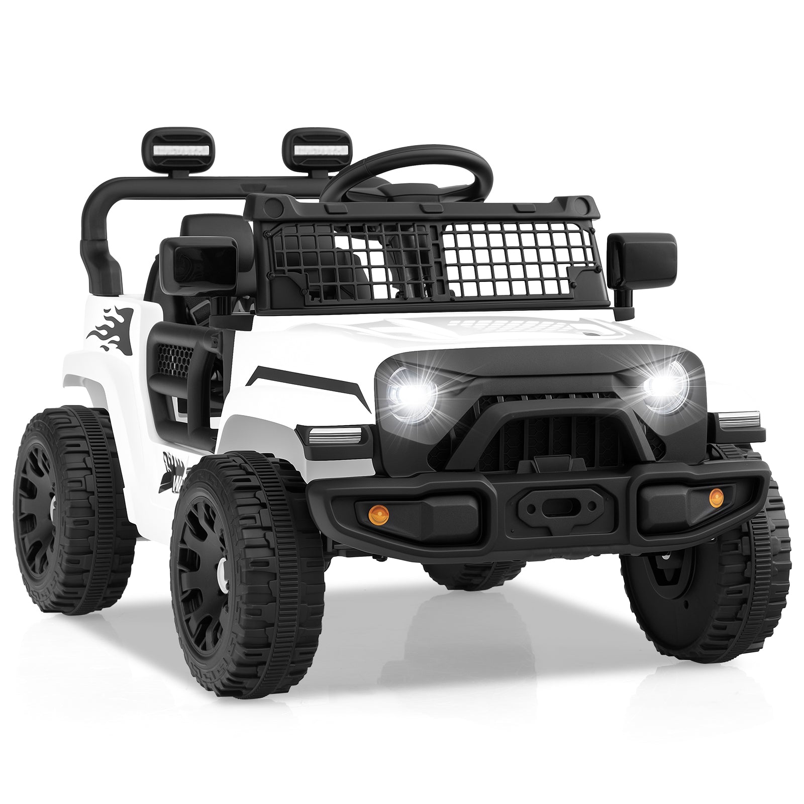 Kids Ride On Truck, 12V Battery Powered Electric Vehicle, White Powered Ride On Toys White at Gallery Canada