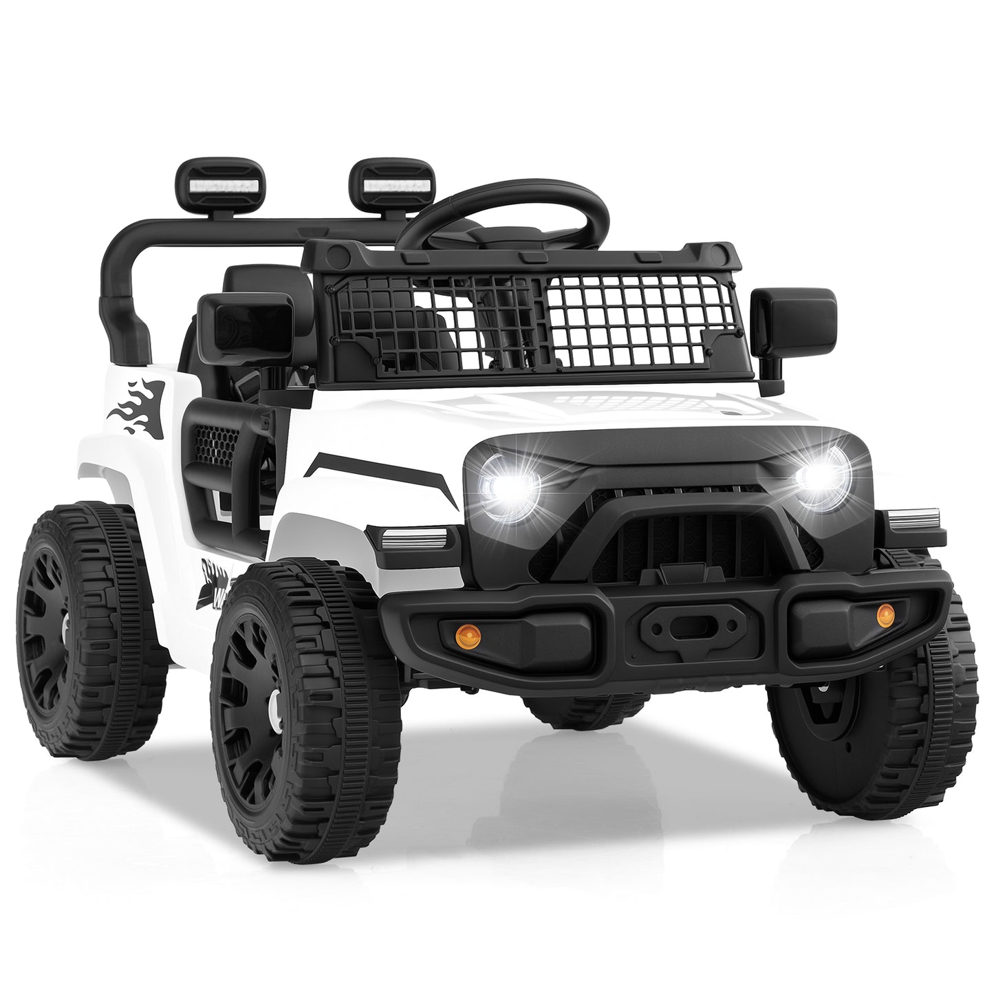 Kids Ride On Truck, 12V Battery Powered Electric Vehicle, White Powered Ride On Toys White at Gallery Canada