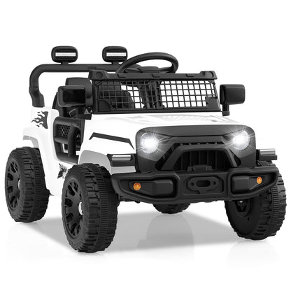 Kids Ride On Truck, 12V Battery Powered Electric Vehicle, White Powered Ride On Toys White at Gallery Canada