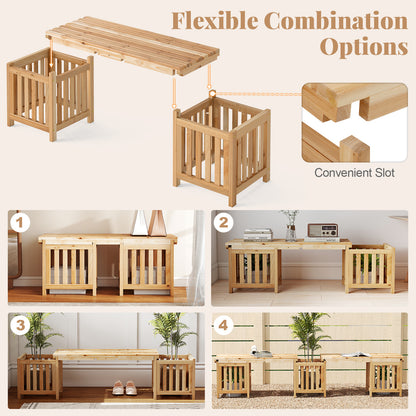 Patio Wooden Bench with Planter 2 Person Patio Bench, Natural Outdoor Benches at Gallery Canada