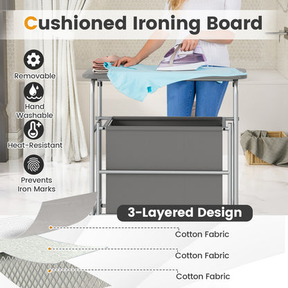3-Section Laundry Sorter with Foldable Ironing Board and Lockable Wheels, Gray Laundry Baskets at Gallery Canada