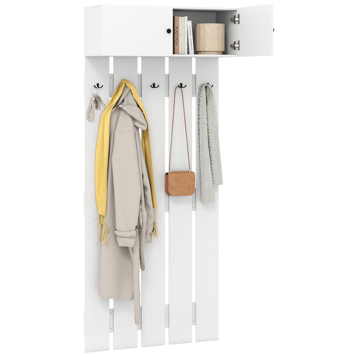 Entryway Wall Coat Rack Wall Mounted Coat Clothes Rack, White Coat Racks & Hall Trees at Gallery Canada