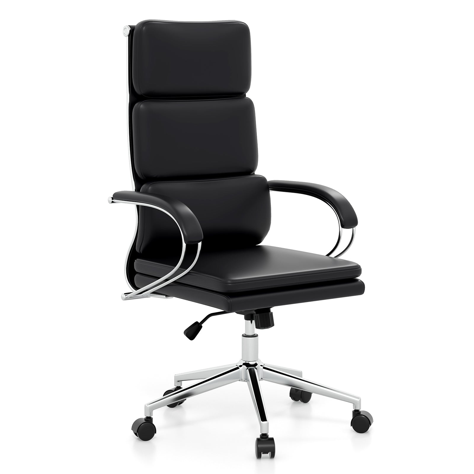 Ergonomic Leather Office Chair with Adjustable Height and Rocking Function, Black Ergonomic Chairs Black at Gallery Canada