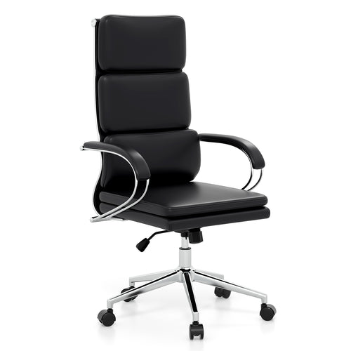 Ergonomic Leather Office Chair with Adjustable Height and Rocking Function, Black