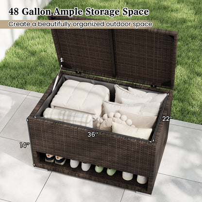 PE Rattan Storage Bin with Waterproof Liner for Patio Cushions, Brown Sheds & Outdoor Storage at Gallery Canada