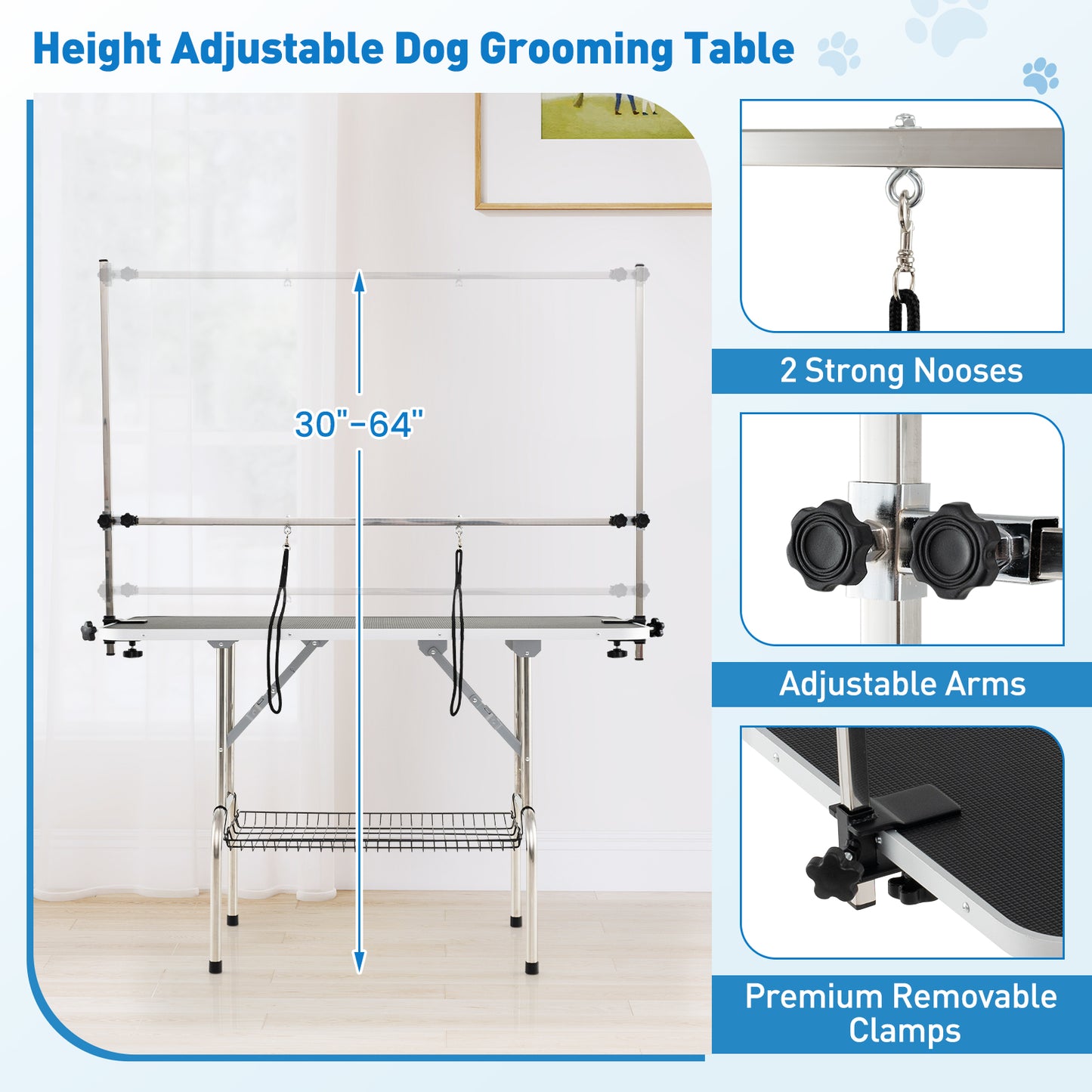 Foldable Dog Grooming Table, Height Adjustable Arms, Black Dog Supplies at Gallery Canada
