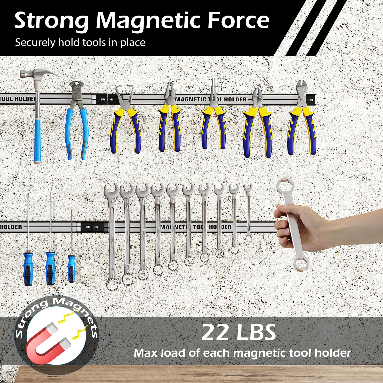 18 Inch Magnetic Tool Holder Strip with Mounting Screws, Silver Garages at Gallery Canada