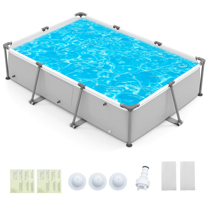 Metal Frame Outdoor Family Swimming Pool, 10 ft, Gray Swimming Pools Gray at Gallery Canada