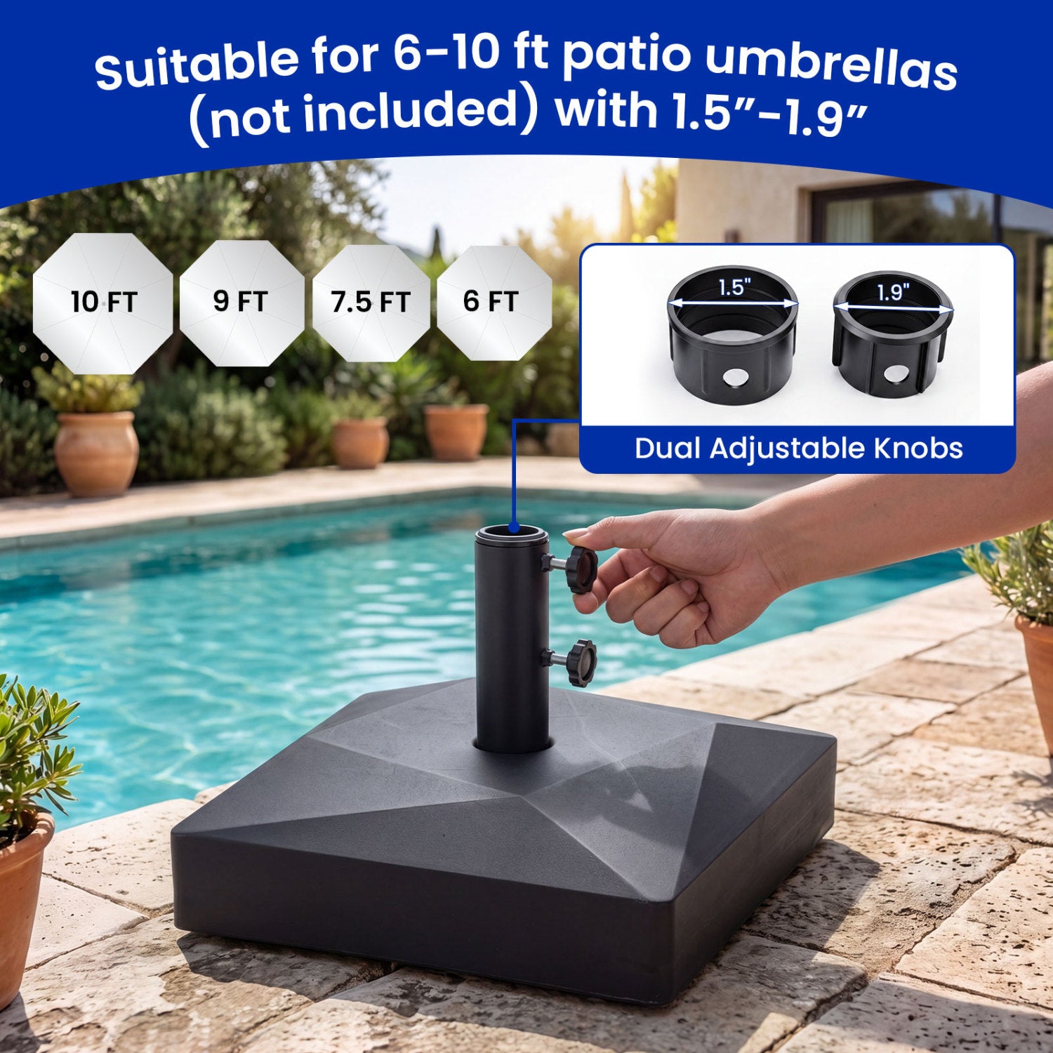 154lbs Mobile Fillable Patio Umbrella Base, 4 Wheels Outdoor Umbrella Bases at Gallery Canada