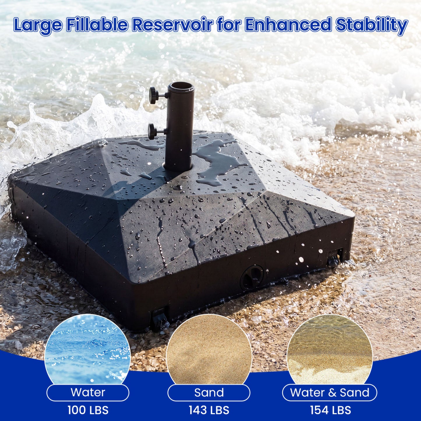 154lbs Mobile Fillable Patio Umbrella Base, 4 Wheels Outdoor Umbrella Bases at Gallery Canada