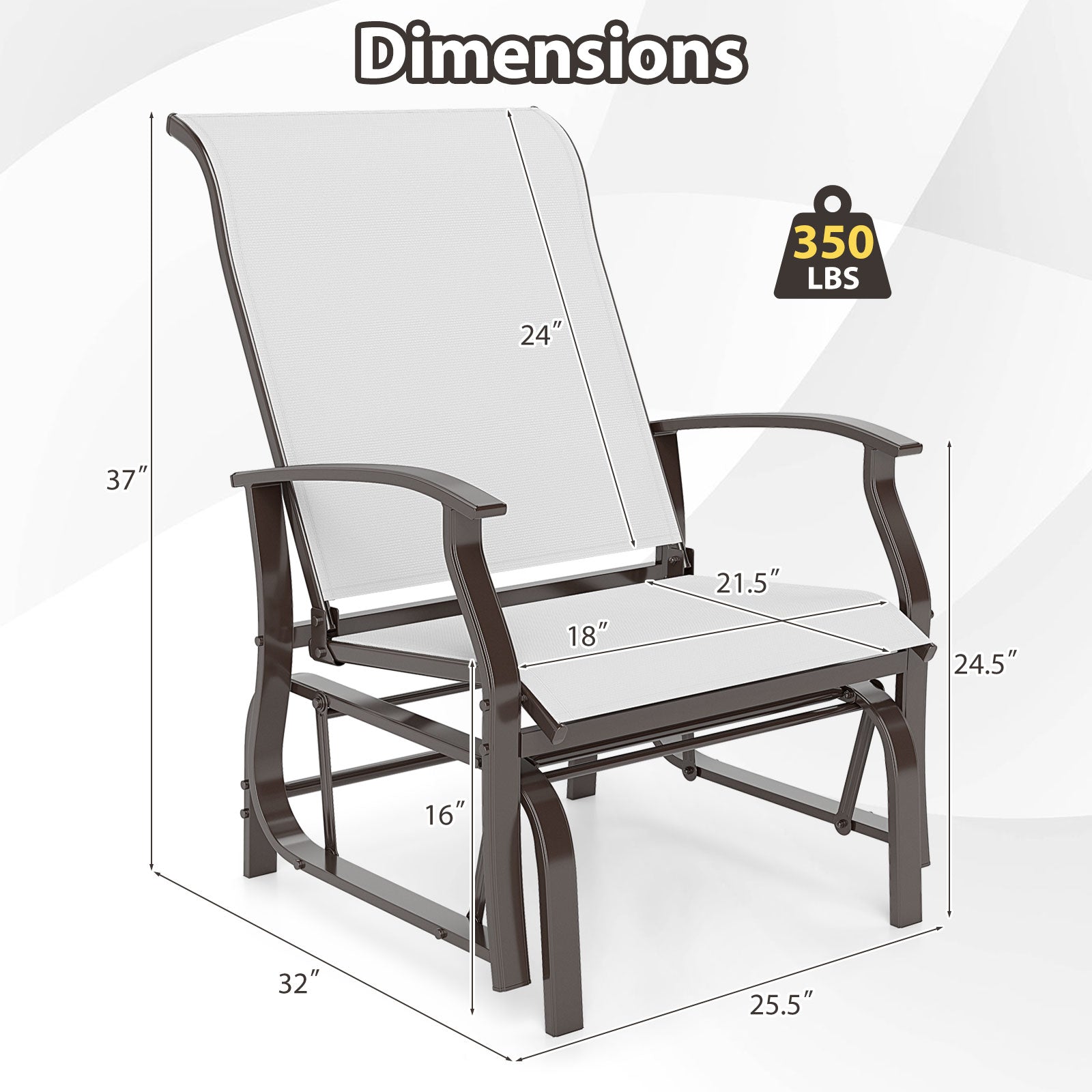 Outdoor Glider Chairs Set of 2 with Ergonomic Backrest and Seat, Beige Patio Rocking Chairs & Gliders at Gallery Canada