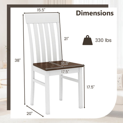 Set of 2 Kitchen Armless Dining Chairs with Slatted High Backrests, White Dining Chairs at Gallery Canada