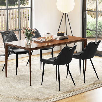 Dining Chair Set of 4 Faux Leather Upholstered Kitchen Chairs with Metal Legs, Black Kitchen & Dining at Gallery Canada