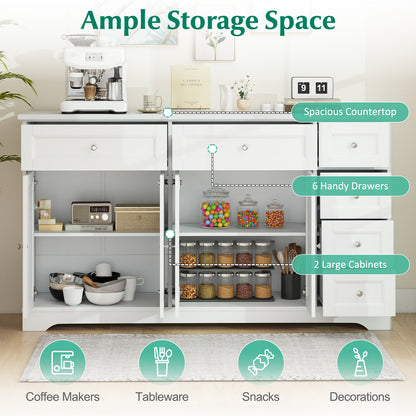 Buffet Sideboard 59" Modern Coffee Bar Station Console Table, White Console Tables at Gallery Canada