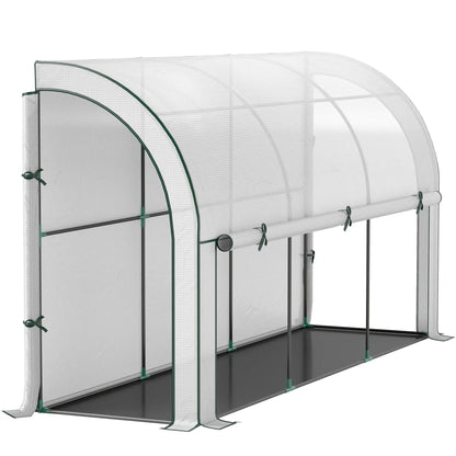 Walk-In Lean-To Greenhouse, 10' x 3' x 5', White