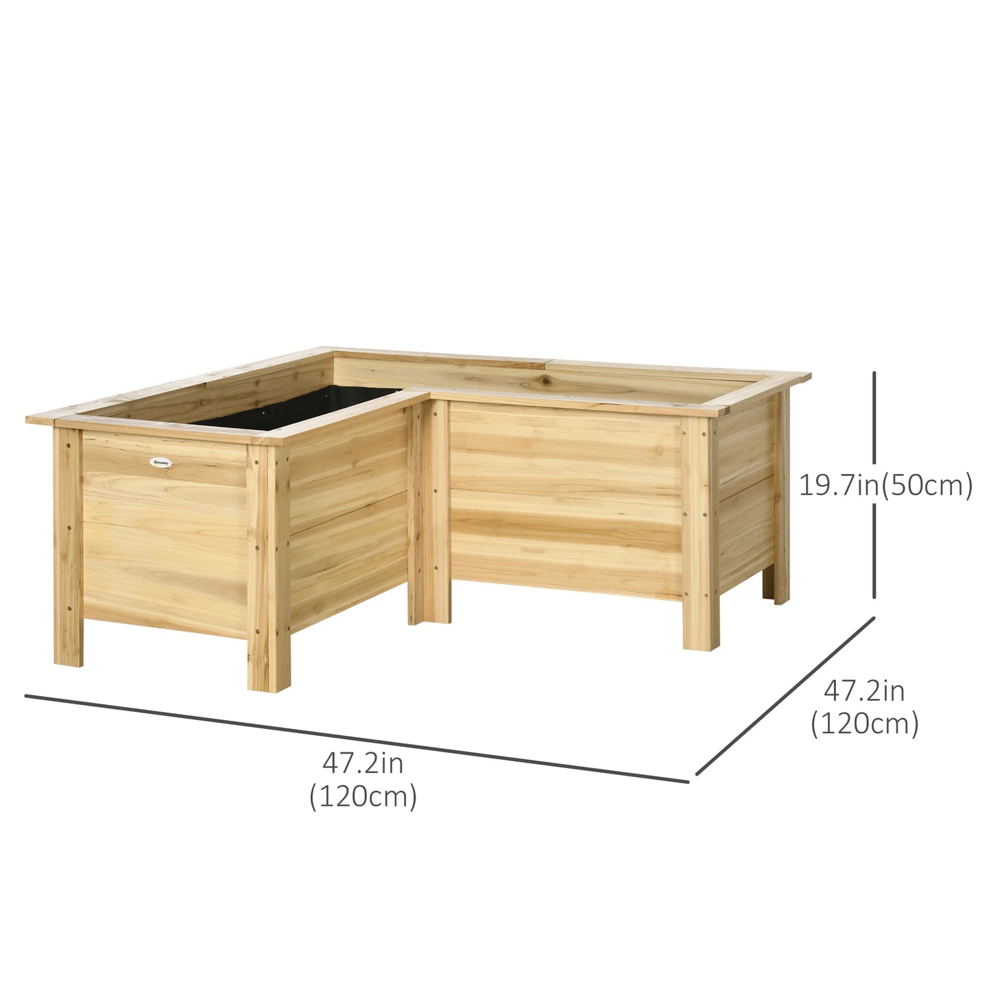 Raised Wooden Garden Bed, Elevated Planter Box with Legs, L-Shaped, Natural Wooden Planter Boxes at Gallery Canada