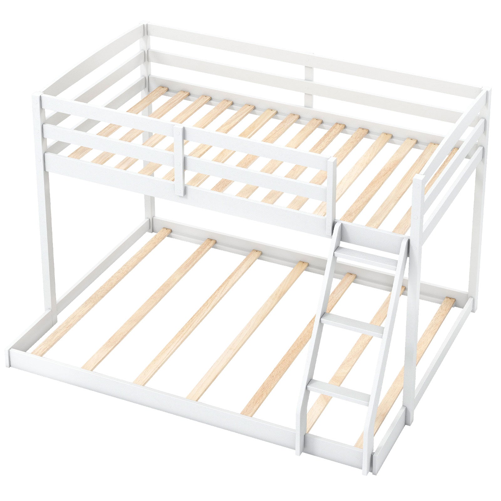Twin Over Full Bunk Bed Low Floor Bunk Bed Frame, White Bunk Bed Frame White at Gallery Canada
