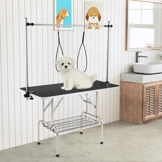 Foldable Dog Grooming Table, Height Adjustable Arms, Black Dog Supplies Black at Gallery Canada