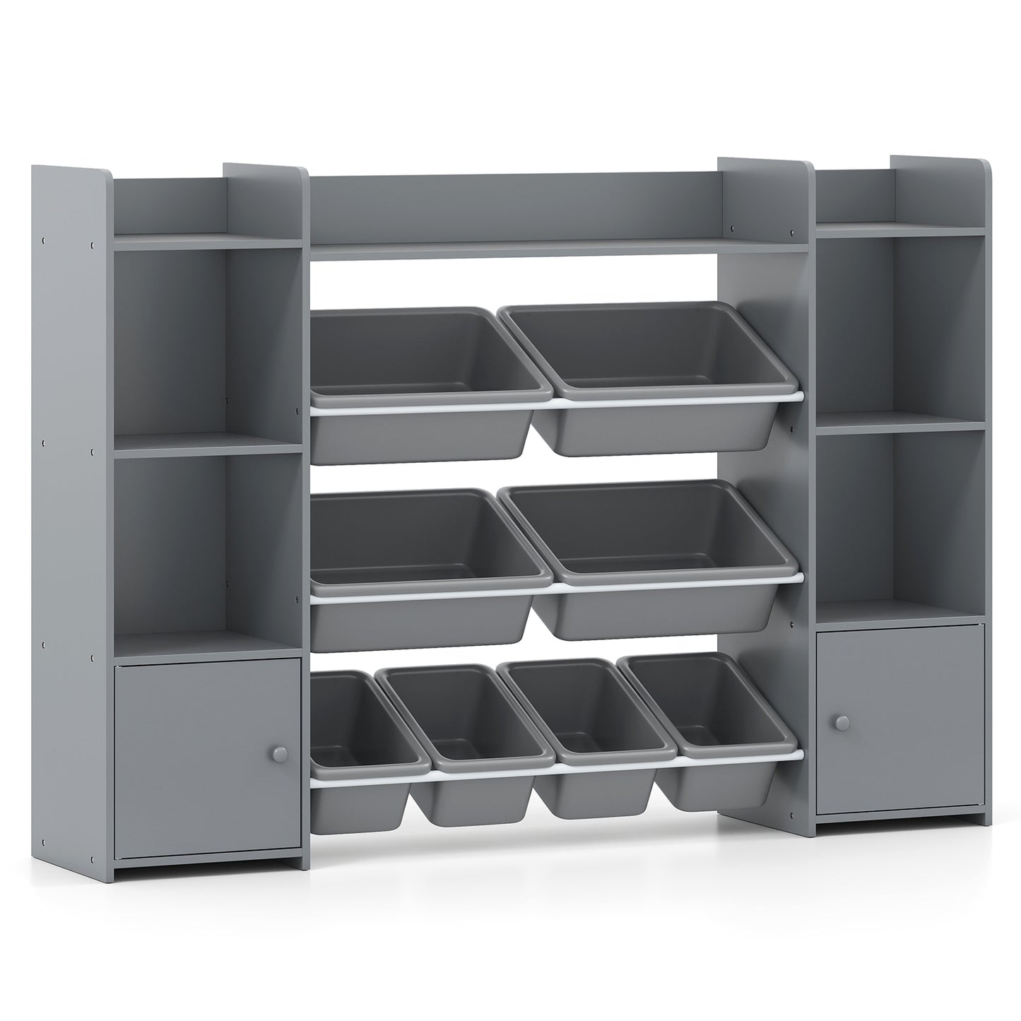 56 inch Large Toy Storage Organizer with 8 Removable Bins and Bookshelf, Gray Kids Storage at Gallery Canada
