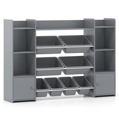 56 inch Large Toy Storage Organizer with 8 Removable Bins and Bookshelf, Gray Kids Storage at Gallery Canada