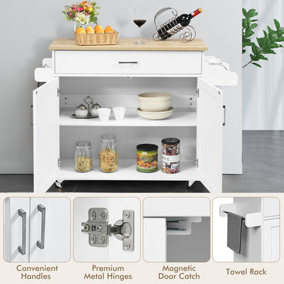 Rolling Kitchen Island Cart with Towel and Spice Rack, White Kitchen Islands & Carts at Gallery Canada
