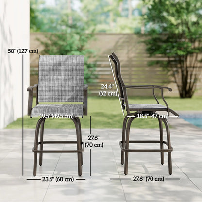 Outdoor Swivel Bar Stools, Set of 2, High Back, Mixed Grey Bistro Sets at Gallery Canada
