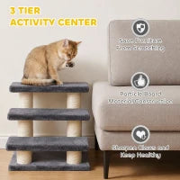 Cat Trees 3 Tier Pet Stairs, Dog Cat Steps Scratching Post, Dark Grey