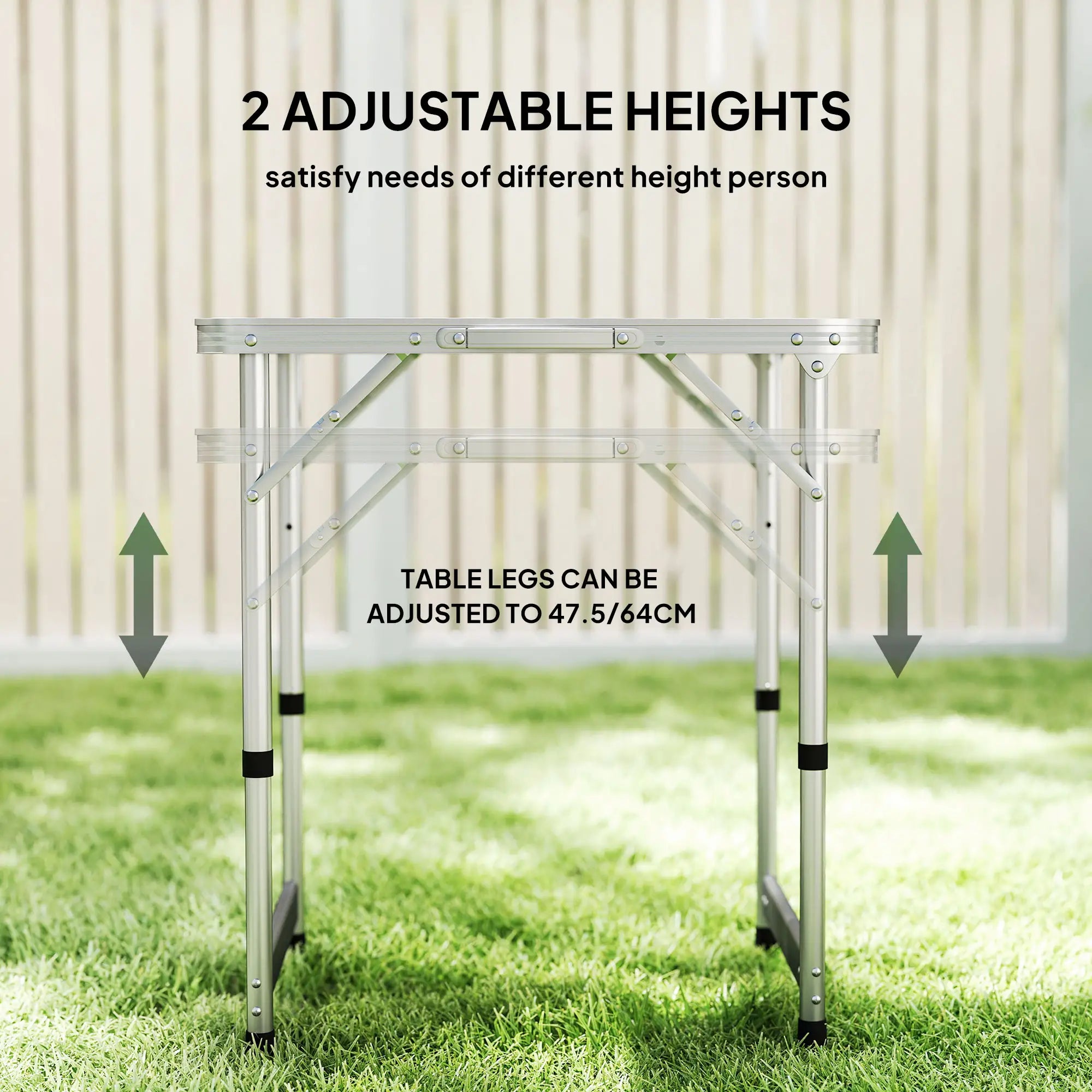Folding Adjustable Patio Table, Portable Camping Dining, Aluminum Frame, Silver Picnic Tables & Camping Chairs at Gallery Canada