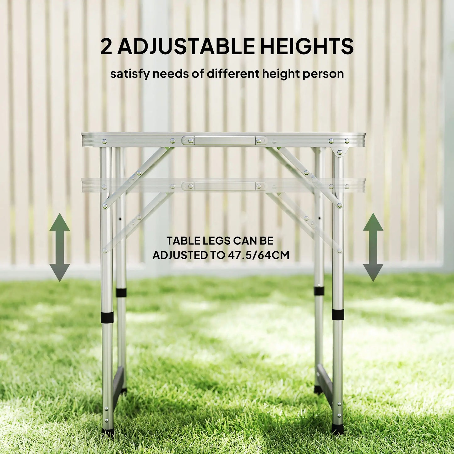 Folding Adjustable Patio Table, Portable Camping Dining, Aluminum Frame, Silver Picnic Tables & Camping Chairs at Gallery Canada