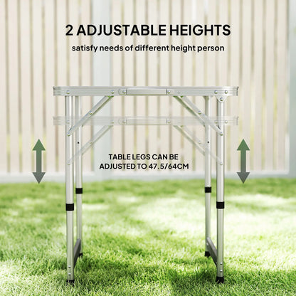 Folding Adjustable Patio Table, Portable Camping Dining, Aluminum Frame, Silver Picnic Tables & Camping Chairs at Gallery Canada
