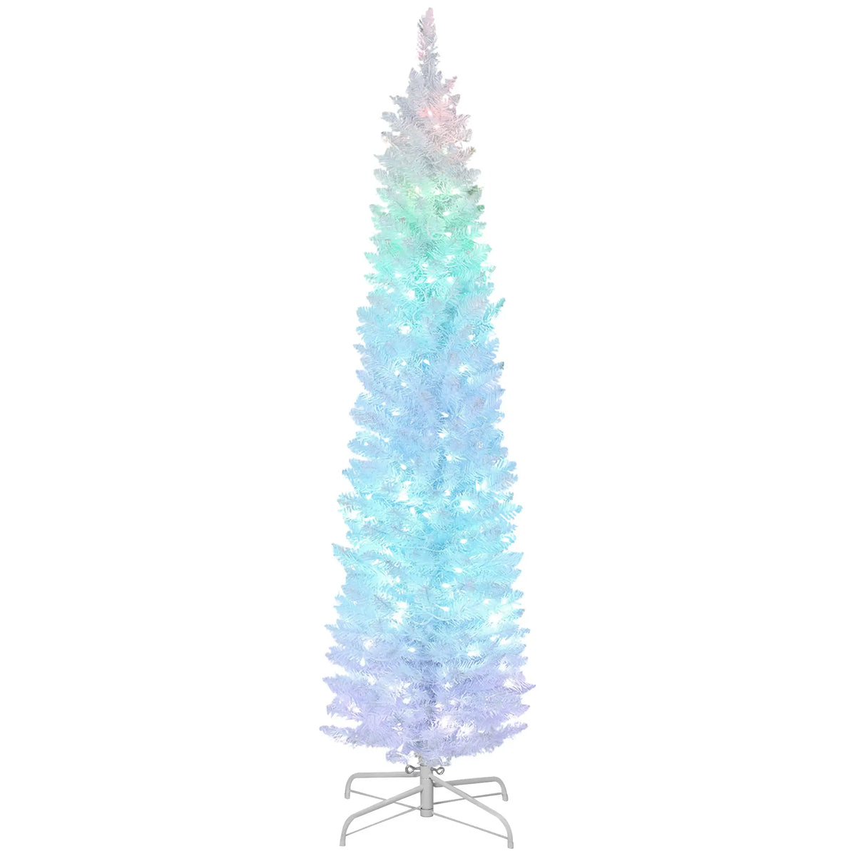 6ft Christmas Tree, Colorful DIY LEDs, Hinged Pencil, Remote, Timer, White Pencil Christmas Trees White at Gallery Canada