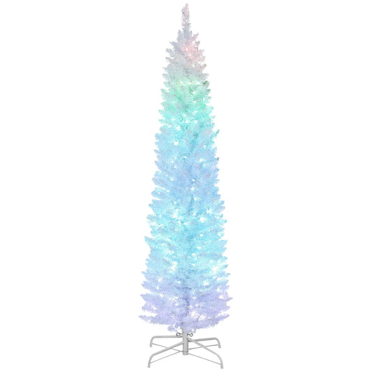 6ft Christmas Tree, Colorful DIY LEDs, Hinged Pencil, Remote, Timer, White Pencil Christmas Trees White at Gallery Canada